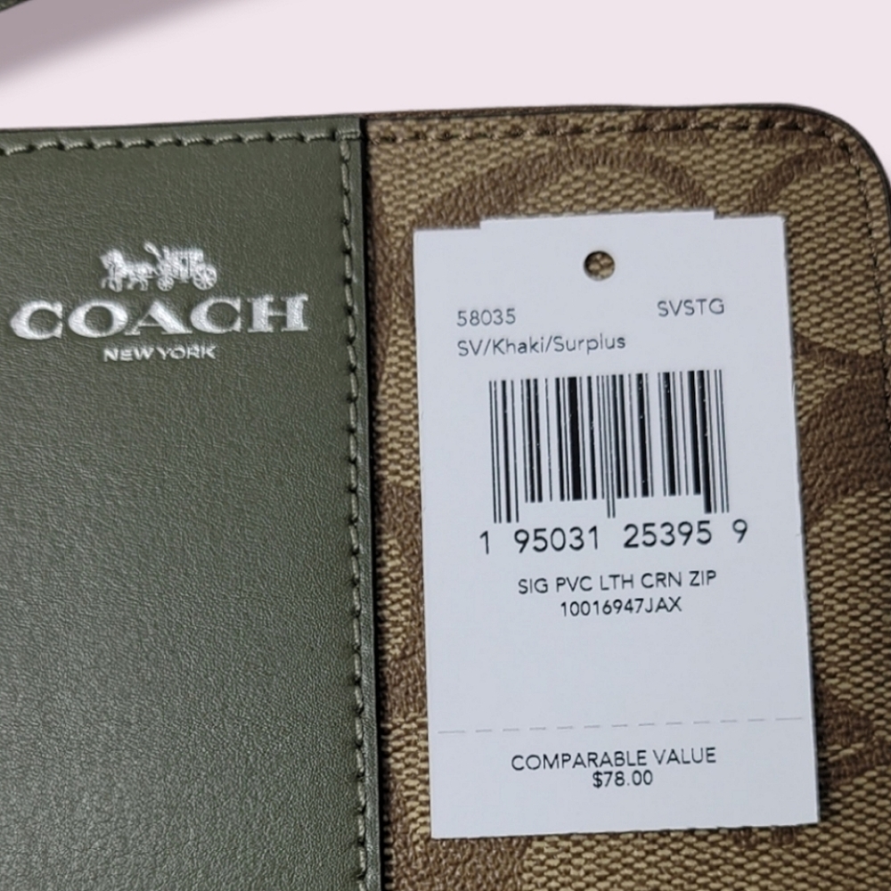 Coach Signature PVC Leather Corner Zip Wristlet - Picture 5 of 5